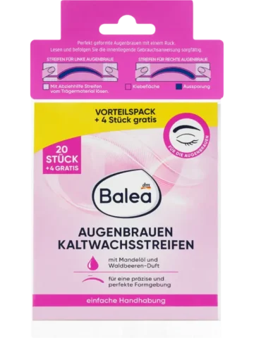 Balea Bandes de cire froide pour sourcils, 24 pièces