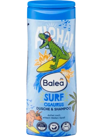 Balea Gel douche &  shampooing 2en1 enfants Surfosaurus, 300 ml