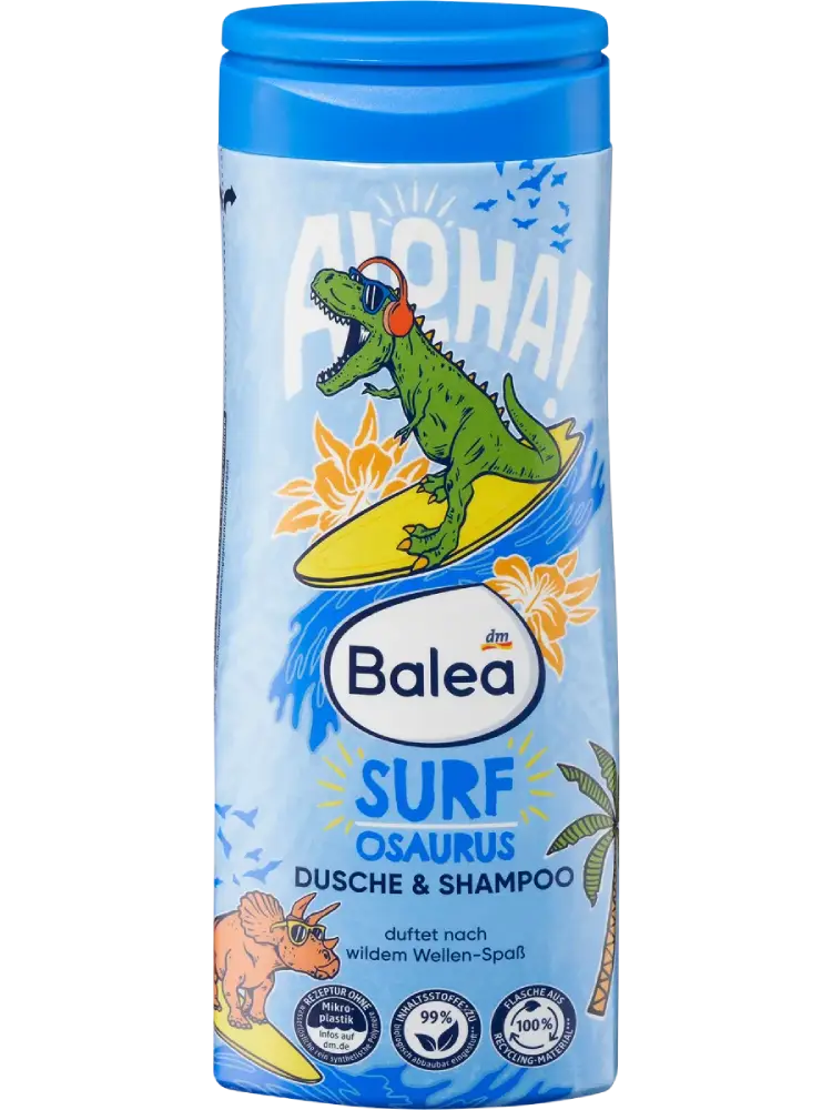 Balea Gel douche &  shampooing 2en1 enfants Surfosaurus, 300 ml