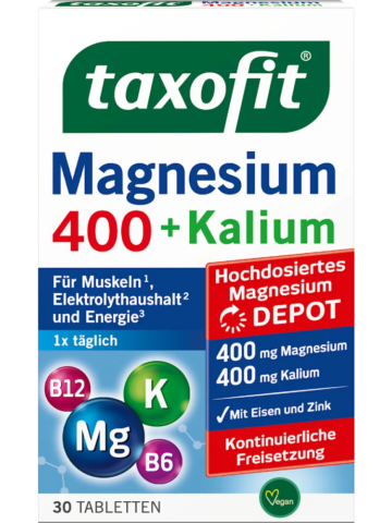 taxofit Comprimés Magnésium 400 + Potassium, 30 pièces, 63 g