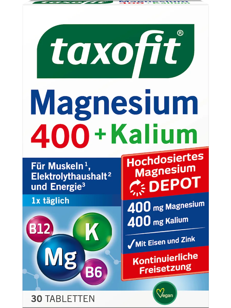 taxofit Comprimés Magnésium 400 + Potassium, 30 pièces, 63 g