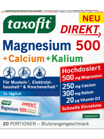 taxofit Granulés directs Magnésium 500 + Calcium & Potassium, 20 pièces, 62 g