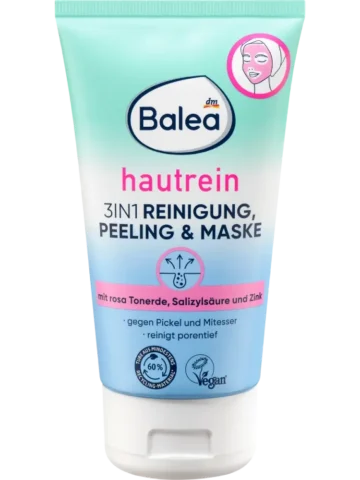 Balea Nettoyant visage, gommage & masque 3en1 peau nette, 150 ml