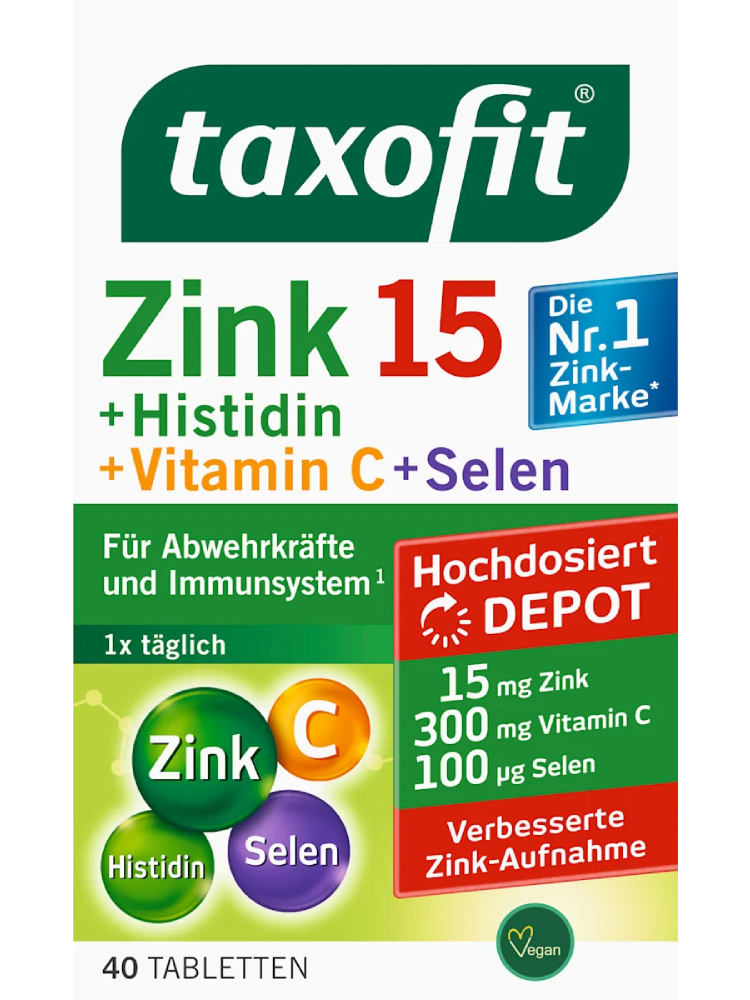 taxofit Comprimés Zinc + Histidine + Vitamine C + Sélénium, 40 pièces, 31,2 g