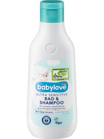babylove Additif de bain 2en1 Bain & Shampooing ultra sensitive pour bébé, 250 ml