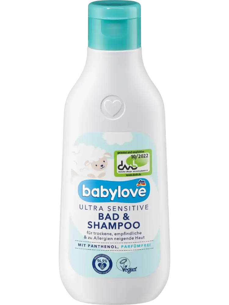 babylove Additif de bain 2en1 Bain & Shampooing ultra sensitive pour bébé, 250 ml
