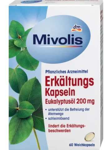 Mivolis Gélules contre le rhume à l’huile d’eucalyptus, 60 pièces