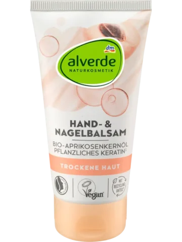 alverde COSMÉTIQUE NATURELLE Baume mains et ongles à l’huile de noyau d’abricot et à la kératine végétale, 75 ml