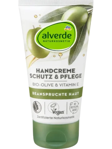 alverde NATURKOSMETIK Crème pour les mains Protection & Soin Olive & Vitamine E, 75 ml