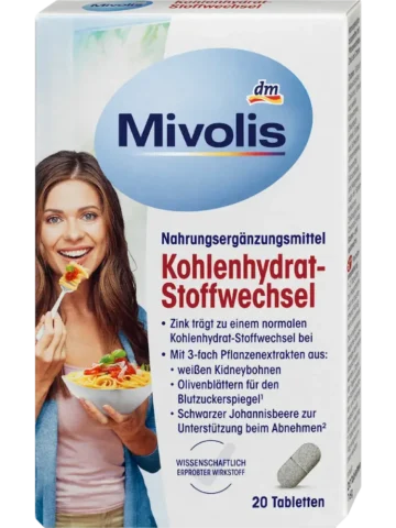 Mivolis Comprimés Métabolisme des glucides, 20 pièces (16 g)