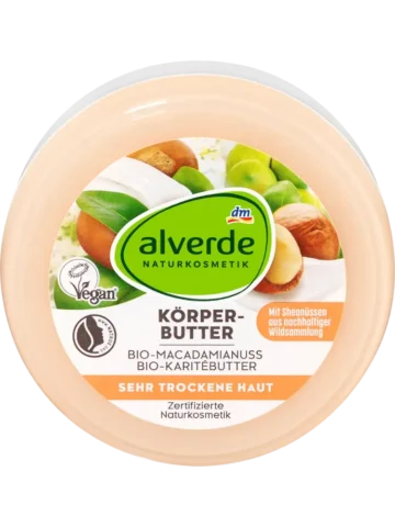 alverde COSMÉTIQUE NATURELLE Beurre corporel à la noix de macadamia, 200 ml