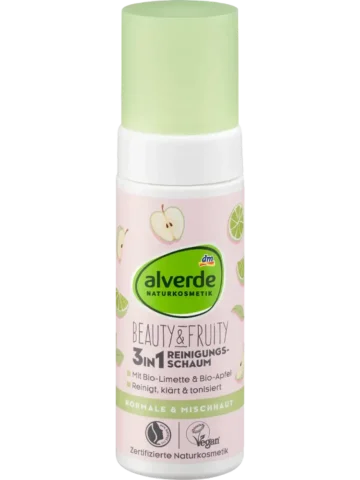 alverde COSMÉTIQUE NATURELLE – Mousse nettoyante Beauty & Fruity, 150 ml