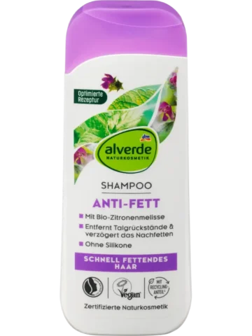 alverde COSMÉTIQUE NATURELLE Shampoing Anti-Graisse Ortie & Mélisse citronnée, 200 ml