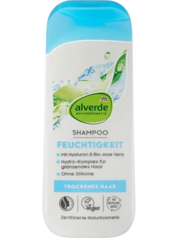 alverde COSMÉTIQUE NATURELLE Shampooing Hydratant à l’Aloe Vera et à l’Acide Hyaluronique, 200 ml