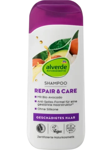 alverde COSMÉTIQUE NATURELLE Shampooing Réparateur à l’avocat et au beurre de karité, 200 ml