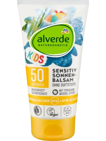 alverde COSMÉTIQUE NATURELLE – Baume solaire enfants sensitive, SPF 50, 150 ml
