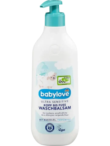 babylove Baume lavant ultra sensitive de la tête aux pieds, 500 ml