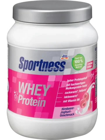 Sportness Poudre de protéines de lactosérum goût framboise yaourt, 450 g