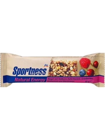 Sportness Barre énergétique Natural Energy – Flocons d’avoine complets, cranberries, framboises & myrtilles, 40 g