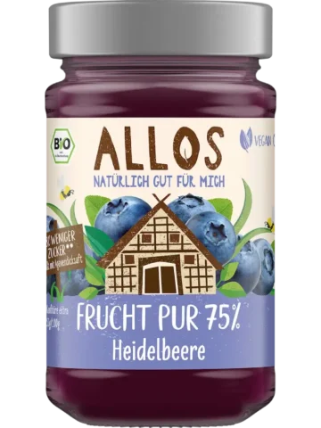 ALLOS Confiture / Tartinade de fruits, Fruit Pur Myrtille 75 %, 250 g