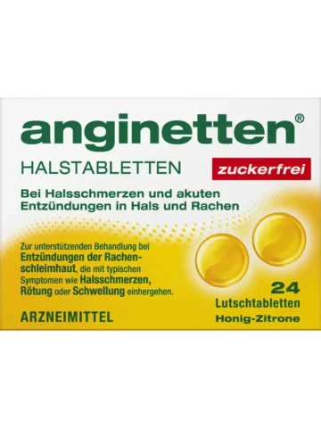anginetten Pastilles pour la gorge miel-citron sans sucre, 24 pièces