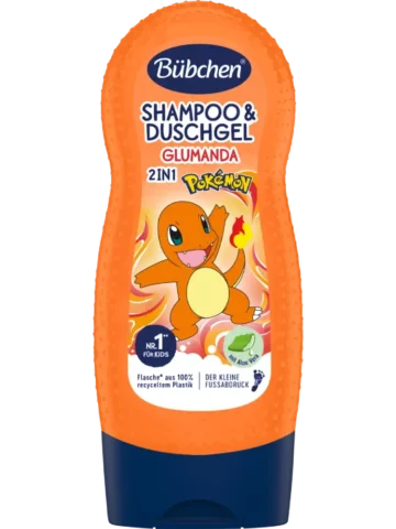 Bübchen Shampooing & Gel douche 2 en 1 pour enfants Pokémon Salamèche, 230 ml