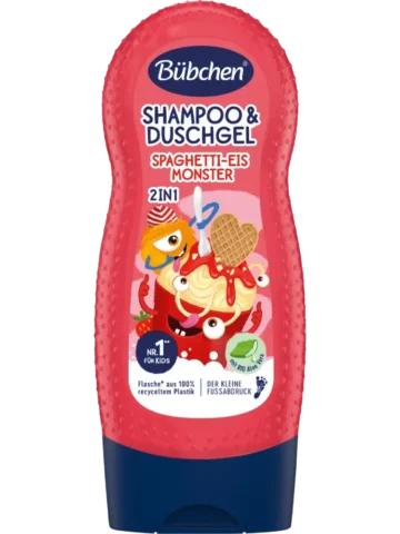Bübchen Shampooing & gel douche enfants 2en1 Spaghetti-Eis Monster, 230 ml
