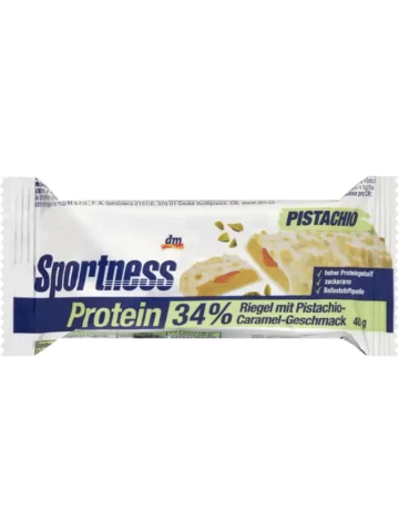 Sportness Barre protéinée 34 %, saveur pistache-caramel, 40 g