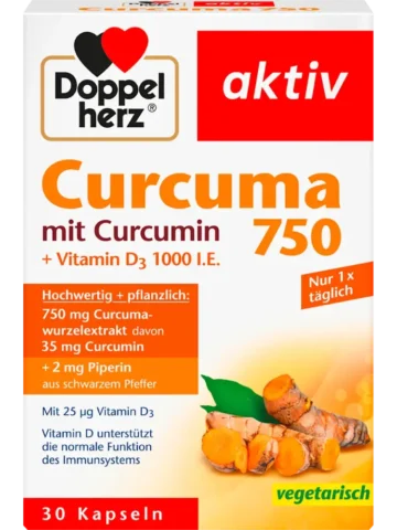 Doppelherz Curcuma 750 – gélules, 30 capsules, 26,7 g
