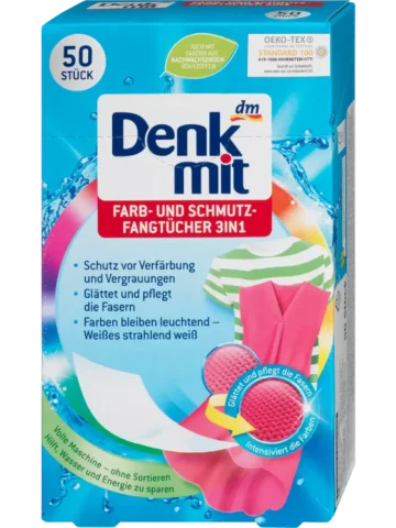 Denkmit  Lingettes 3 en 1 anti-décoloration et anti-saleté, 50 pièces