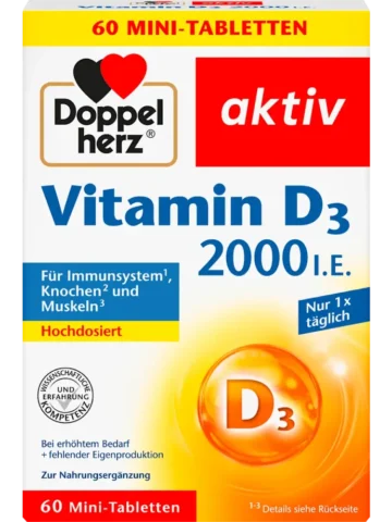 Doppelherz Vitamine D3 2000 UI Mini Comprimés, 60 pièces, 24,9 g