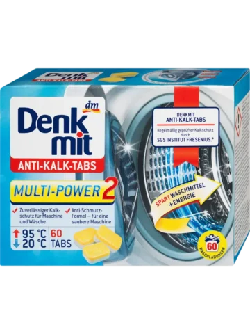 Denkmit Pastilles nettoyantes anti-calcaire pour machine à laver, 60 unités