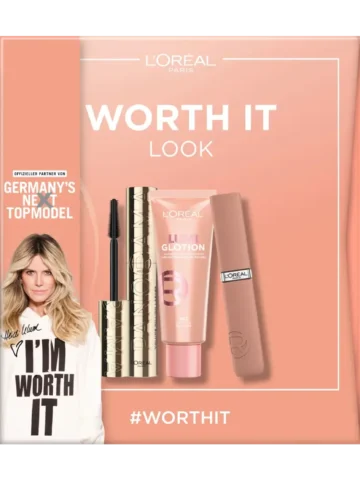 L'ORÉAL PARIS Coffret Maquillage GNTM Worth It Look avec Mascara, Highlighter & Rouge à lèvres, 1 pièce