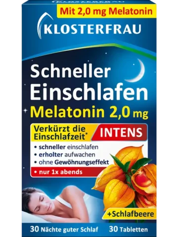 Klosterfrau Schneller Einschlafen Mélatonine 2,0 mg comprimés, 30 pièces, 9,6 g