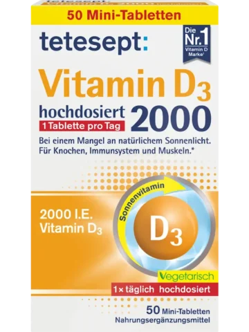 tetesept Comprimés Vitamine D3 2000 UI, 50 pièces, 15,3 g