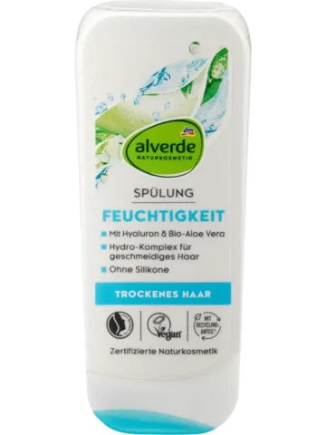 alverde NATURKOSMETIK Après-shampooing Hydratation Aloe Vera & Hyaluron, 200 ml