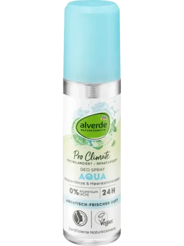 alverde NATURKOSMETIK Déodorant spray Aqua Menthe aquatique & Minéraux marins, 75 ml